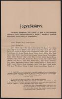 1908 Bp., az Eötvös-alap (a magyarországi néptanítók pénzalapja) rendes évi közgyűlésének jegyzőkönyve, amely többek közt (a 4. oldaltól) foglalkozik a Nemzeti Iskola c. tanügyi folyóirat által az alap ellen folytatott rágalmazás ügyével (a vádak szerint a Tanítók Ferenc József Háza ifjai közé az alap kegyelemből vett fel olyanokat, akik "nemzetközi szocialista" irányzatuk miatt nem voltak felvételre ajánlottak), fűzés nélkül, 10 p.
