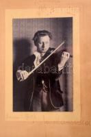 1907 Jaroslav Kocian (1883-1950) cseh hegedűművész dedikált és rajzolt kottás fotója kassai koncertj...