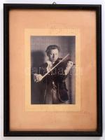 1907 Jaroslav Kocian (1883-1950) cseh hegedűművész dedikált és rajzolt kottás fotója kassai koncertj...