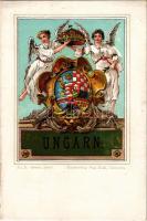 Ungarn / Magyar királyi címer / The Kingdom of Hungary, coat of arms. Kunstverlag Paul Kohl No. 9. litho (kopott élek / worn edges)