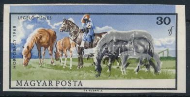 1968 Hortobágy 30f vágott bélyeg a fekete szín elcsúszásával (ujjlenyomatok / fingerprints)