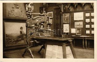 Petőfi-centenárium emlékére (1823-1923). A Landerer és Heckenast-féle sajtógép 1848-ból, amelyen a Nemzeti dalt nyomták. A sajtógép a Petőfi házban áll, mögötte Madarász Viktor 1875-ben készült képe, a "Petőfi halála". Rigler kiadása 316. sz.