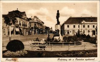 1933 Keszthely, Andrássy tér, Festetics szobor, gyógyszertár (fl)