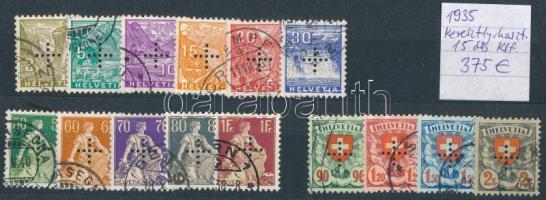 Svájc 1935 15 klf keresztlyukasztásos bélyeg (Mi EUR 375.-)