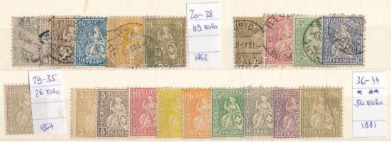 Svájc 1862-1881 21 db Ülő Helvetia bélyeg (Mi EUR min. 195.-)