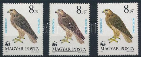 1983 Madarak (X.) - Védett ragadozó madarak 8Ft 3 különféle barnás színben