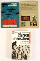 Vegyes II. világháborúval foglalkozó könyvtétel, 3 db: Caterine Clay - Michael Leapman: Herren menschen. Das Lebensborn - Experiment der Nazis. München, 1997,Wilhelm Heyne.;  Franz Kurowski: Der Kampf um Kreta. Athen, 1982, P. Efstethiadis und Söhne.; Hermes Handlexikon. Synchronopse des Zweiten Weltkriegs. Düsseldorf, 1983, Econ.; Német nyelven. Kiadói papírkötések.