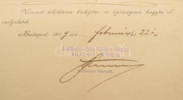 1899 Villamos kalauz szolgálati bizonyívány BKVT