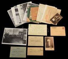 ca 1900-1940 Ujpesti vonatkozású dokumentumok gyűjteménye számlák, fejléces borítékok, reklámok, helyi báli fotók, stb