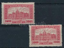 1921/23 Parlament 2000K eltömődött "0" az értékszámban + támpéldány