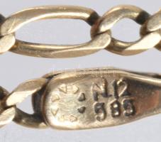 Arany (Au) figaro 5+1 karlánc, jelzett, 14K, 2,86g