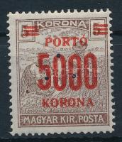 1921/25 Kisegítő portó 5000K/5K hármaslyukasztással, a felülnyomatban az "5" számjegy feljebb tolódott