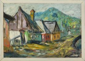 Gruber jelzéssel, Bitay Árpád után: Régi Nagybánya. Olaj, farost. Fakeretben. 50x70 cm