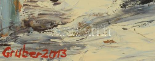 Gruber jelzéssel: Szászkézdi részlet az evangélikus templommal (Erdély). Olaj, farost. 62x51 cm