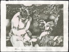 Szász Endre (1926-2003): "Agymosás". Computer print, merített papír, jelzett, számozott (39/50). Szászné Hajdú Katalin ajánlásával Szőcs Géza részére. Apró elszíneződéssel. 25x33,5 cm