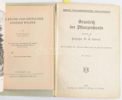Otto Feucht: Die Bäume und Sträucher unserer Wälder. Stuttgart, 1946, August Schröder. Német nyelven. Fekete-fehér képtáblákkal illusztrált. Kiadói félvászon-kötésben, kissé kopott borítóval. + O. Schmeil: Grundriß der Pflanzenkunde. Leipzig, 1925, Quelle &amp;Meyer. Német nyelven. Fekete-fehér képanyaggal és színes táblákkal illusztrált. Kiadói félvászon-kötésben, a gerincen kis sérüléssel, kissé kopott borítóval.