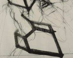 Véssey Gábor (1948-): Búcsú, 1999. Litográfia, papír, jelzett, 10/12 számozással, 29×27 cm