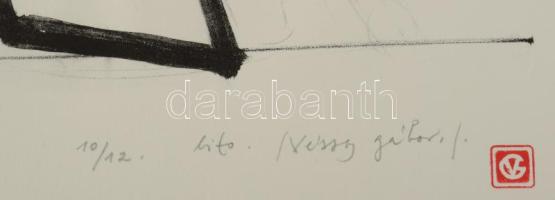Véssey Gábor (1948-): Búcsú, 1999. Litográfia, papír, jelzett, 10/12 számozással, 29×27 cm