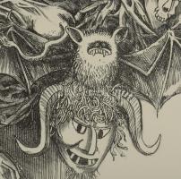 Vén Zoltán (1941-): Szent Antal megkísértése. Litográfia, papír, jelzett, művészpéldány EA XV/XII sz...