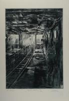 Takáts Márton (1971-): Az alvilágban, 2004. Repesztés, akvatinta, papír, jelzett, számozott: 13/22 (?). A művész szárazbélyegzőjével. 40×30 cm