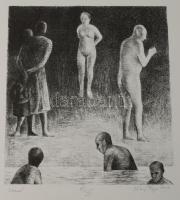 Kőnig Frigyes (1955-): Strand, 2001. Litográfia, papír, jelzett, VIII/XIII számozással, 24x22 cm