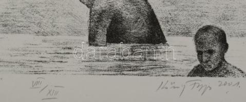 Kőnig Frigyes (1955-): Strand, 2001. Litográfia, papír, jelzett, VIII/XIII számozással, 24x22 cm