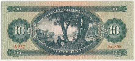 1957. 10Ft "A 557 041305" T:UNC / Hungary 1957. 10 Forint "A 557 041305" C:UNC
...