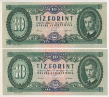 1962. 10Ft "A 065 229269" + 10Ft fordított "01"-es hátlapi alapnyomattal, "...