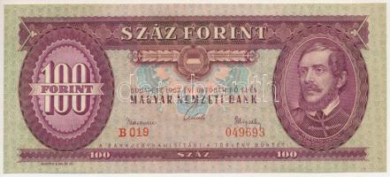 1962. 100Ft "B 019 049693" T:UNC,AU / Hungary 1962. 100 Forint "B 019 049693" C:...