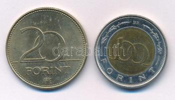 2002. 100Ft "Kossuth" + 2003. 20Ft "Deák Ferenc" T:AU,XF