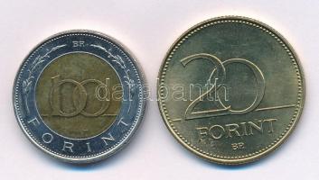 2002. 100Ft "Kossuth" + 2003. 20Ft "Deák Ferenc" T:AU,XF