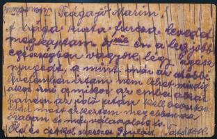 1915 Nyírfakéregből készült tábori lap az orosz frontról Nagyszebenbe. Érdekes darab!! / Field postc...