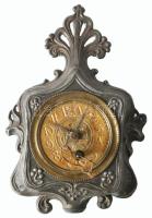 Szecessziós ón óra, felhúzójával, hiánnyal, 28x19 cm