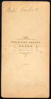 cca 1890 Női portré, a hátoldalon nevesítve (Balch Aurélia), keményhátú fotó Podleszny András kassai...