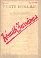 Földes Éva - Szabó Emma:  Kossuth Zsuzsánna. A magyar szabadság ismeretlen hősnőjének élete és levelei. Budapest, 1944. (Földes Éva kiadása - Közlekedési Nyomda Kft.) 1 t. (címkép) + 159 + [1] p. + 1 t. Egyetlen kiadás. Életrajzi írás Kossuth Zsuzsannáról (1817-1854), Kossuth Lajos legifjabb húgáról, a Védegylet lelkes támogatójáról, a magyar szabadságharc katonakórházainak megszervezőjéről, a tábori kórházak főápolónőjéről, az egykori honleány magánlevelei alapján. Kossuth Lajos húgát 1849-ben letartóztatták, majd miután kiderült, hogy pusztán ápolói munkát végzett, szabadon engedték, de a későbbiekben is sokat zaklatta a bécsi kormányzat. 1851-ben Brüsszelbe, majd az Egyesült Államokba távozott. Tábori ápolónői karrierje sok hívet szerzett neki a tengerentúlon. Fűzve, színes, illusztrált, enyhén sérült kiadói védőborítóban. Jó példány.