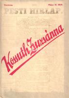 Földes Éva - Szabó Emma: Kossuth Zsuzsánna. A magyar szabadság ismeretlen hősnőjének élete és levelei. Budapest, 1944. (Földes Éva kiadása - Közlekedési Nyomda Kft.) 1 t. (címkép) + 159 + [1] p. + 1 t. Egyetlen kiadás. Életrajzi írás Kossuth Zsuzsannáról (1817-1854), Kossuth Lajos legifjabb húgáról, a Védegylet lelkes támogatójáról, a magyar szabadságharc katonakórházainak megszervezőjéről, a tábori kórházak főápolónőjéről, az egykori honleány magánlevelei alapján. Kossuth Lajos húgát 1849-ben letartóztatták, majd miután kiderült, hogy pusztán ápolói munkát végzett, szabadon engedték, de a későbbiekben is sokat zaklatta a bécsi kormányzat. 1851-ben Brüsszelbe, majd az Egyesült Államokba távozott. Tábori ápolónői karrierje sok hívet szerzett neki a tengerentúlon. Fűzve, színes, illusztrált, javított, enyhén sérült kiadói védőborítóban. Jó példány.
