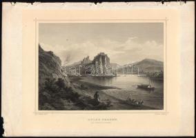 Ludwig Rohbock (1820-1883) - A. Fesca: Dévény várának romjai Pozsony mellett (Ruine Theben bei Pressburg). Acélmetszet, papír, kisebb lapszéli sérülésekkel, lapméret: 17,5x25,5 cm