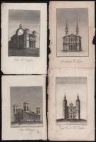 5 db rézmetszet: gannai sírbolt; nagyváradi, pécsi, szombathelyi, váci templomok. Változó állapotban, néhány lapszéli sérüléssel, részben foltos, lapméret: 14x21 cm körül