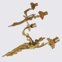 Szecessziós bronz falikar pár, 38x27 cm