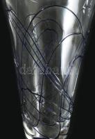 6 darabos talpas pezsgős pohár készlet, száldíszítéssel, hibátlan, m: 29 cm