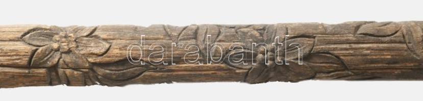 cca 1880 Sétabot, balta véggel, faragott fa, h: 68 cm