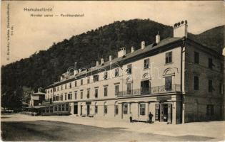 1911 Herkulesfürdő, Baile Herculane; Nándor udvar, gyógyszertár. R. Krizsány kiadása / Ferdinandshof / spa hall, pharmacy (fa)