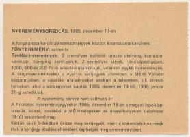 1985. "Ajándéksorsjegy - Papírgyűjtési Akció" az Észak-Magyarországi "MÉH" Nyers...
