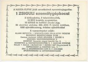 1981. "Márka Sorsjegy" a Borgazdasági Vállalatok Trösztjének sorsjátéka, III. sorozat, &qu...