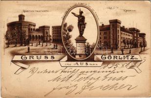 1898 Görlitz, Kaiserkrutz (Hauptwache), Denkmal des Prinzen Friedrich Carl von Preussen, Kaserne. Georg Conrad / guardhouse, statue, military barracks (EK)