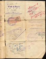 1919 Grúz útlevél lovag Hartmann Gasztonné, szül. Olga Brailowska (1897-1975) részére, francia, olas...