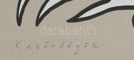 Olajos György (1953-): Kisördögök. Szitanyomat, papír, jelzett, számozott (4/15), lapszéli egészen a...