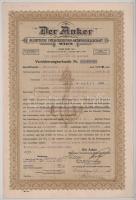 Csehszlovákia 1926. Pozsony "Der Anker Allgemeine Versicherungs Aktiengesellschaft" (Az Anker Általános Biztosító-Részvény-Társaság) német nyelvű életbiztosítási kötvénye, 25.000K-ról kitöltve T:F kis szakadás Czechoslovakia 1926. Bratislava "Der Anker Allgemeine Versicherungs Aktiengesellschaft" life insurance policy in German, filled out for 25.000 Kronen C:F small tear