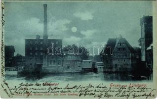 1899 Lüneburg, Mühle. Wilh. Walther Nachf. / mill at night in moonlight (Rb)