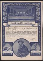 cca 1935-1940 Konfirmációi emléklap Ravasz László (1882-1975) református lelkész, a Dunamelléki Református Egyházkerület püspöke, illetve Muraközy Gyula (1892-1961) lelkész, teológus, író aláírásával